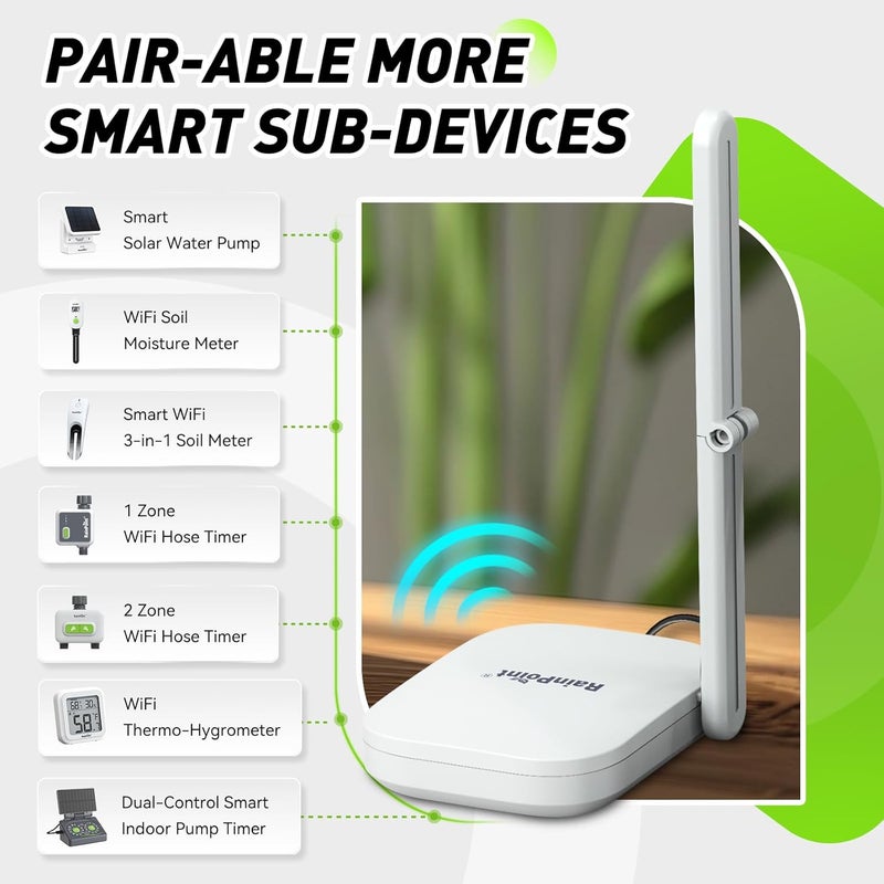 RAINPOINT Gen2 2.4GHz Mini WiFi Hub App Control, Devices System Only,853ft Connection Range, Support Up to 39 Devices - Image 2